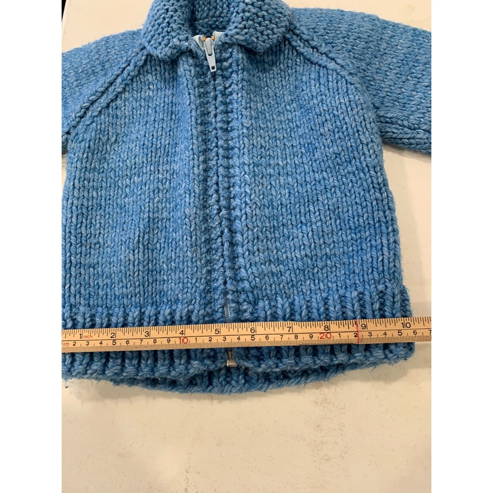60s VTG Mary Maxim Rare‎ Hand Knit Wool Skunk Cardigan Kids 2T-3T Cowichan-style - Picture 8 of 8